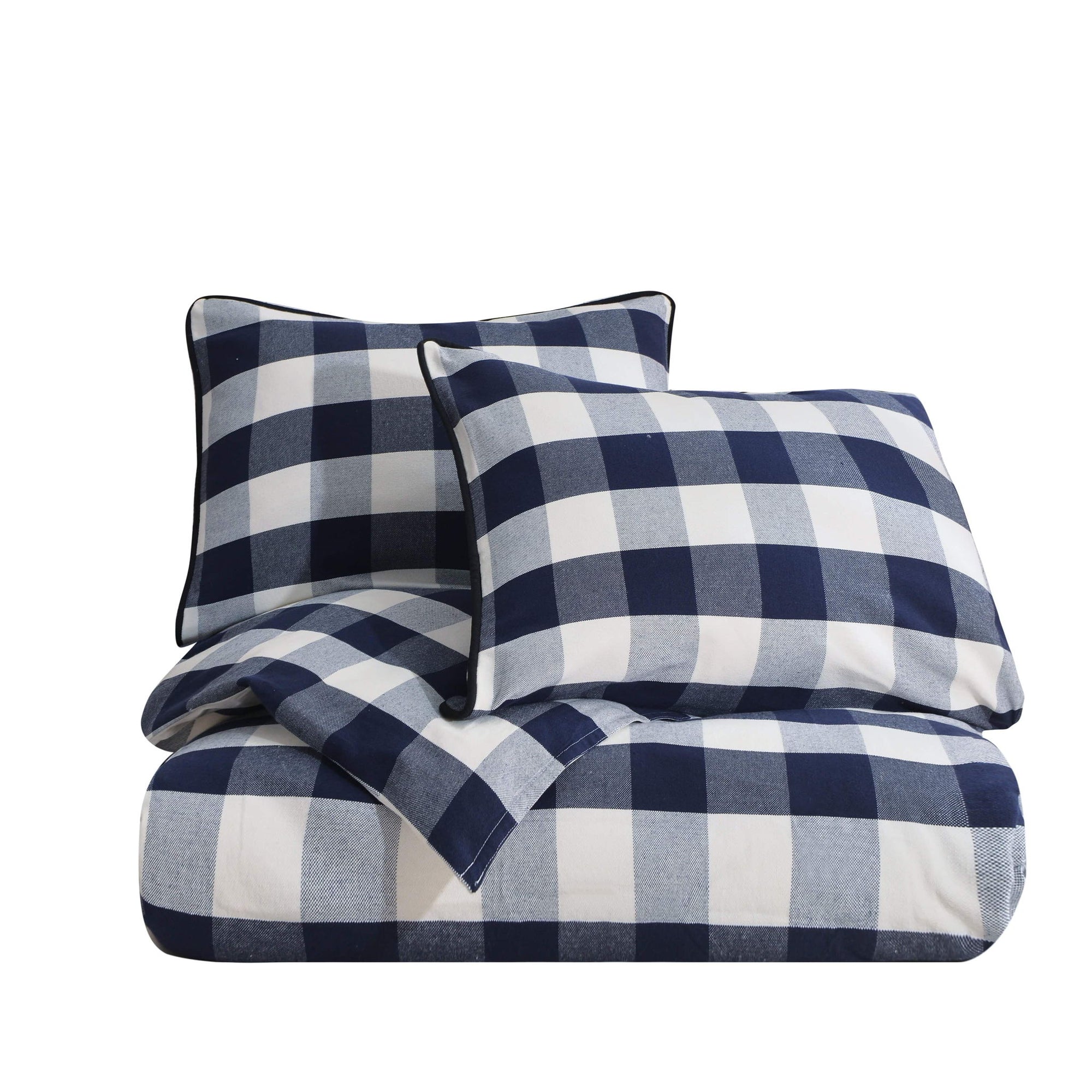 Camille - King Buffalo Check Comforter Set (Set of 3) - Navy