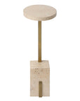 Feranno - Travertine Accent Table - Brass