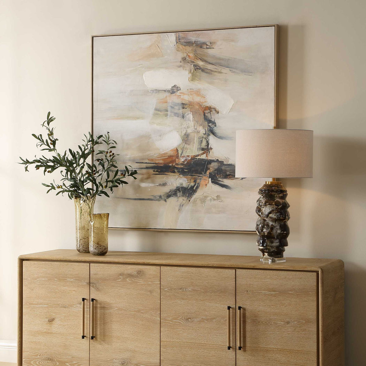 Outburst - Hand Painted Modern Art - Black / Blue / Brown / Gray / Green / Orange / Red / White / Woodtone