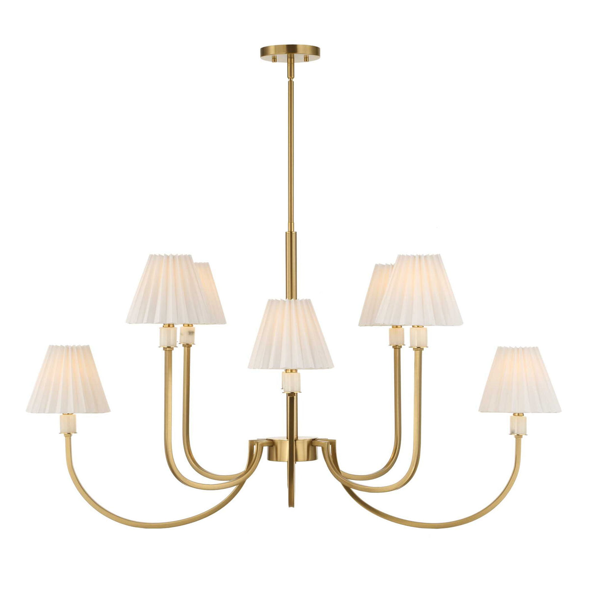Poppins - 8 Light Brass Chandelier - White / Gold