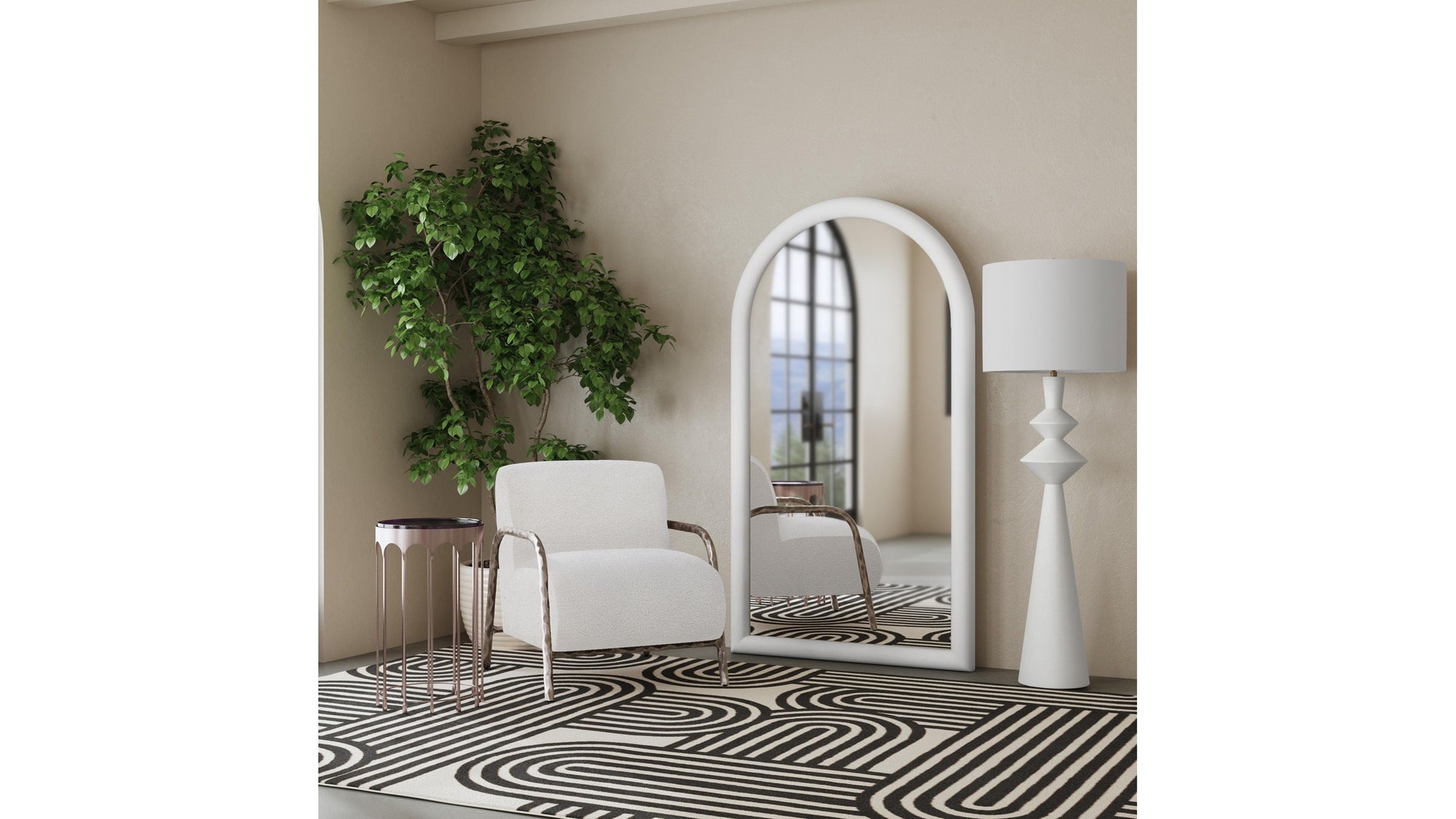 Vega - Floor Mirror - Matte White