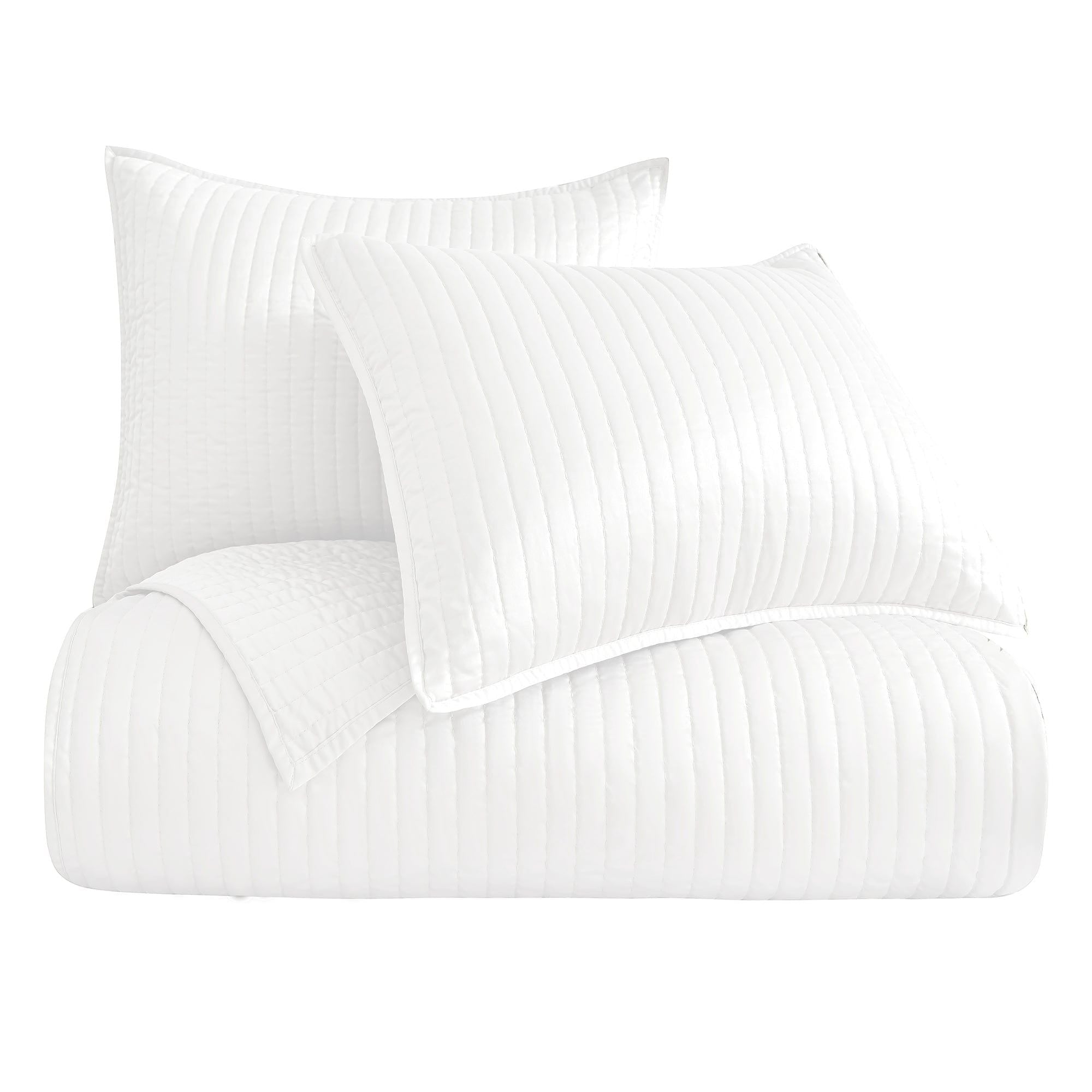 Satin Channel - Twin Quilt Set (Set of 2) - White