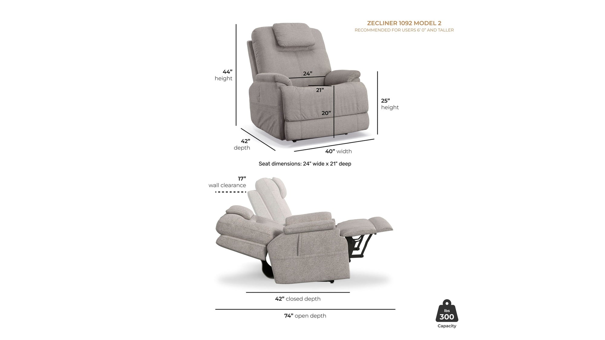 Zecliner Model 2 - Power Sleep Chair