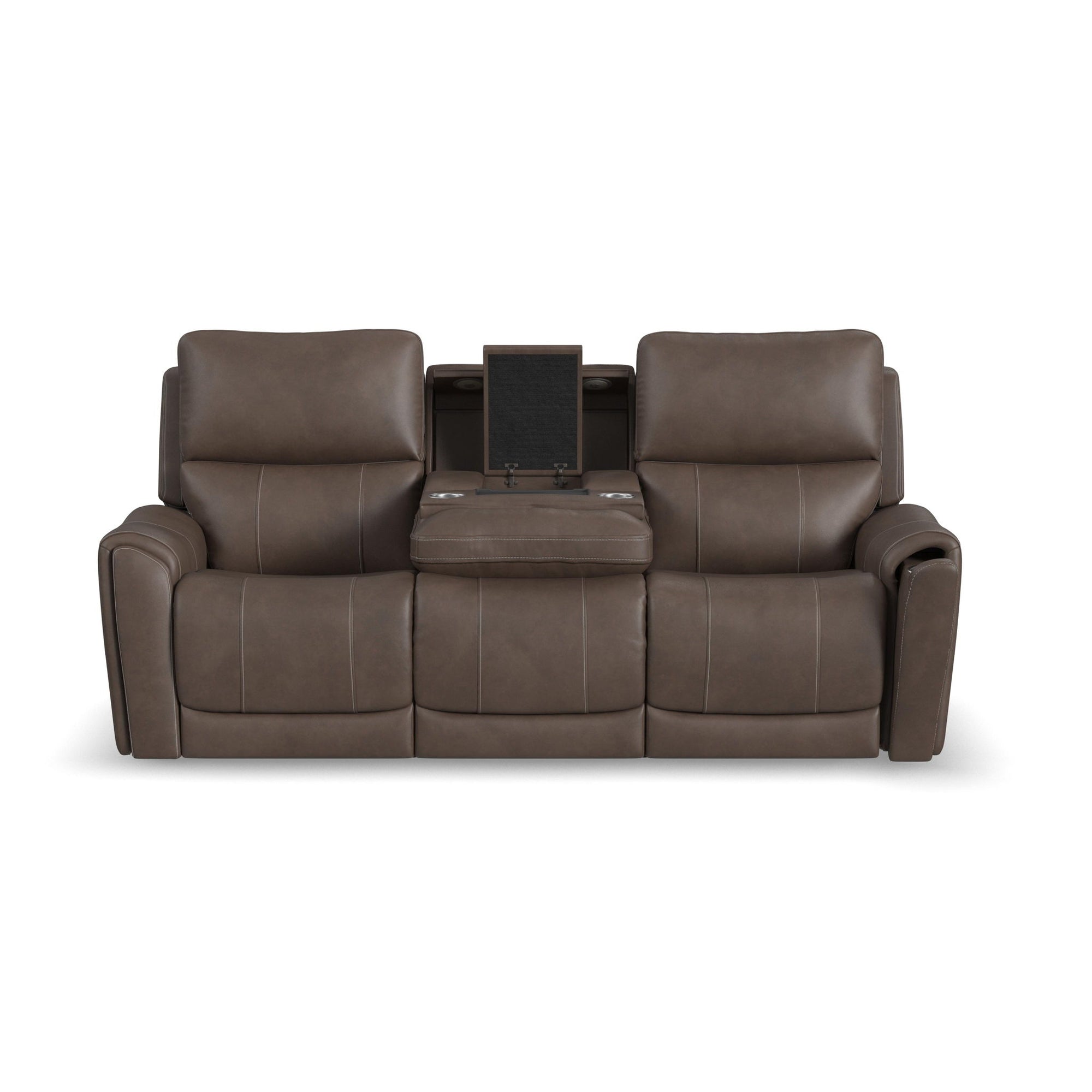 Carter - Power Reclining Sofa With Console &amp; Power Headrests &amp; Lumbar - Cappuccino