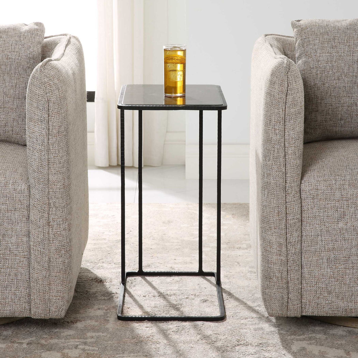 Cavern - Stone &amp; Iron Accent Table