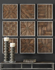 Bryndle - Rustic Wooden Squares (Set of 9) - Dark Brown