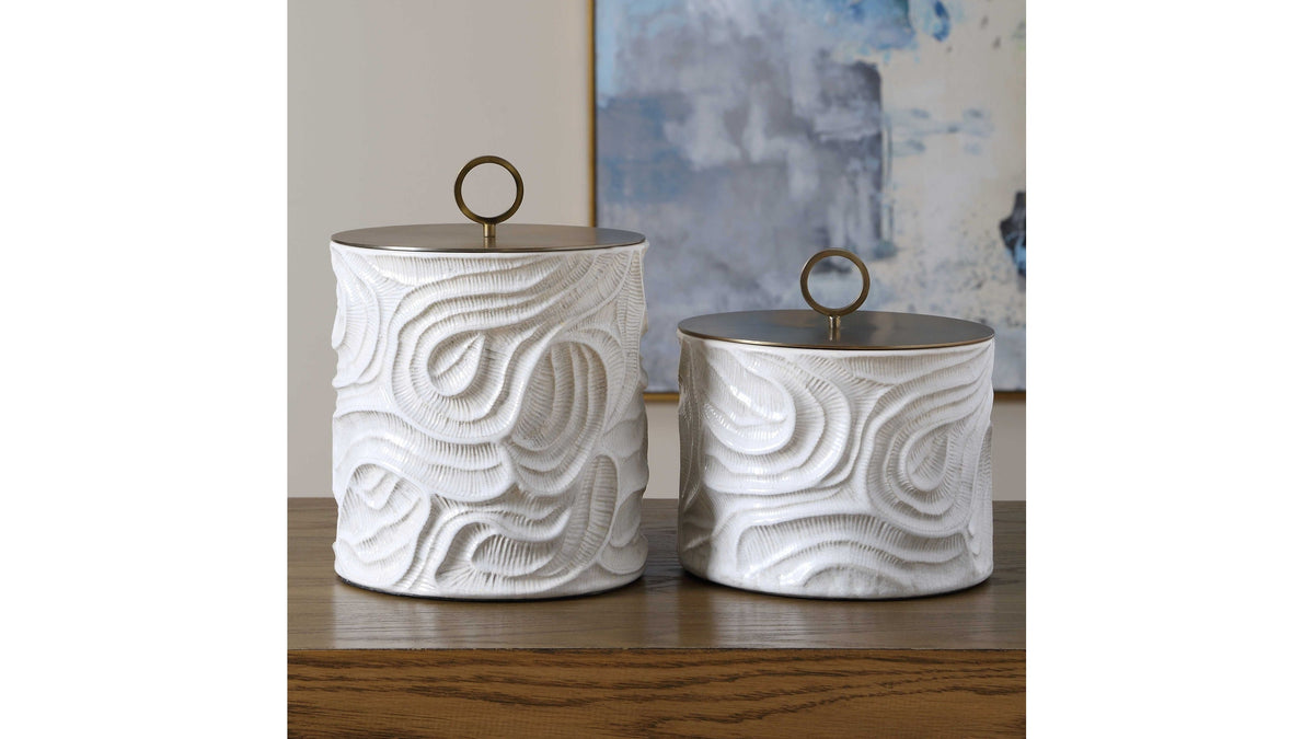 Ivory Tide - Indoor-Outdoor Canisters (Set of 2) - White